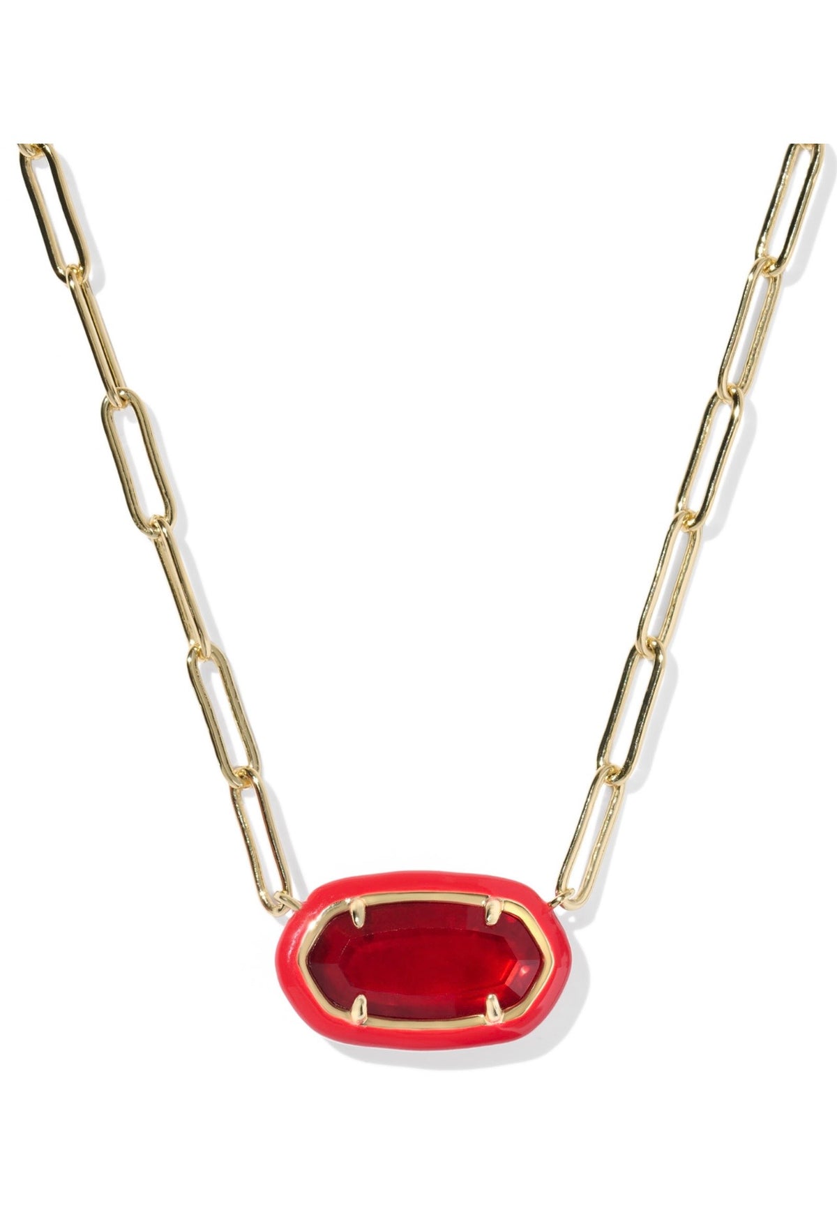 Kendra Scott Elisa Enamel Frame Paperclip Necklace: Red