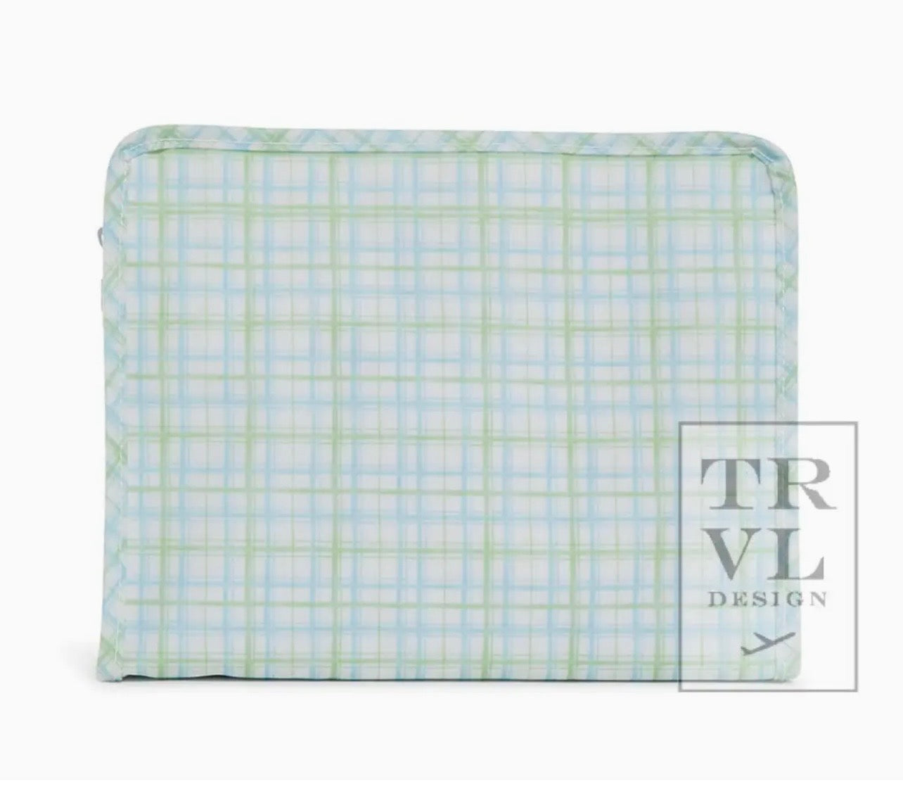 TRVL Design Roadie Large - Classic Plaid Green Zip Pouch