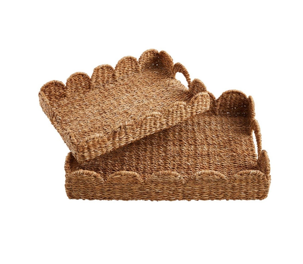 Mud Pie Scallop Woven Tray Set