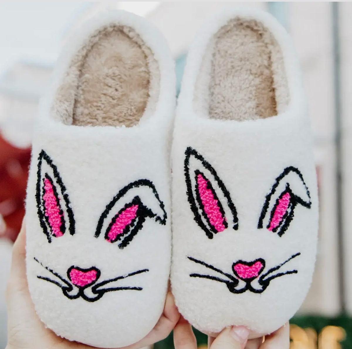 Bunny Face Easter Slippers S/M