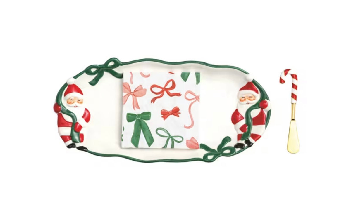 Mud Pie Bow Santa Hostess Set