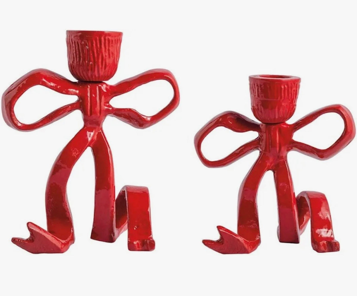 Mud Pie Set of Red Bow Taperholder