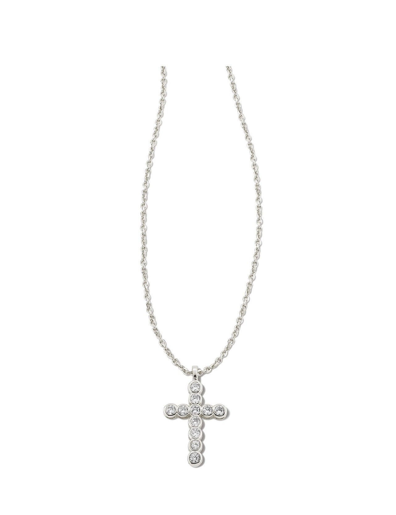 Kendra Scott Cross Crystal Pendant Necklace: Silver
