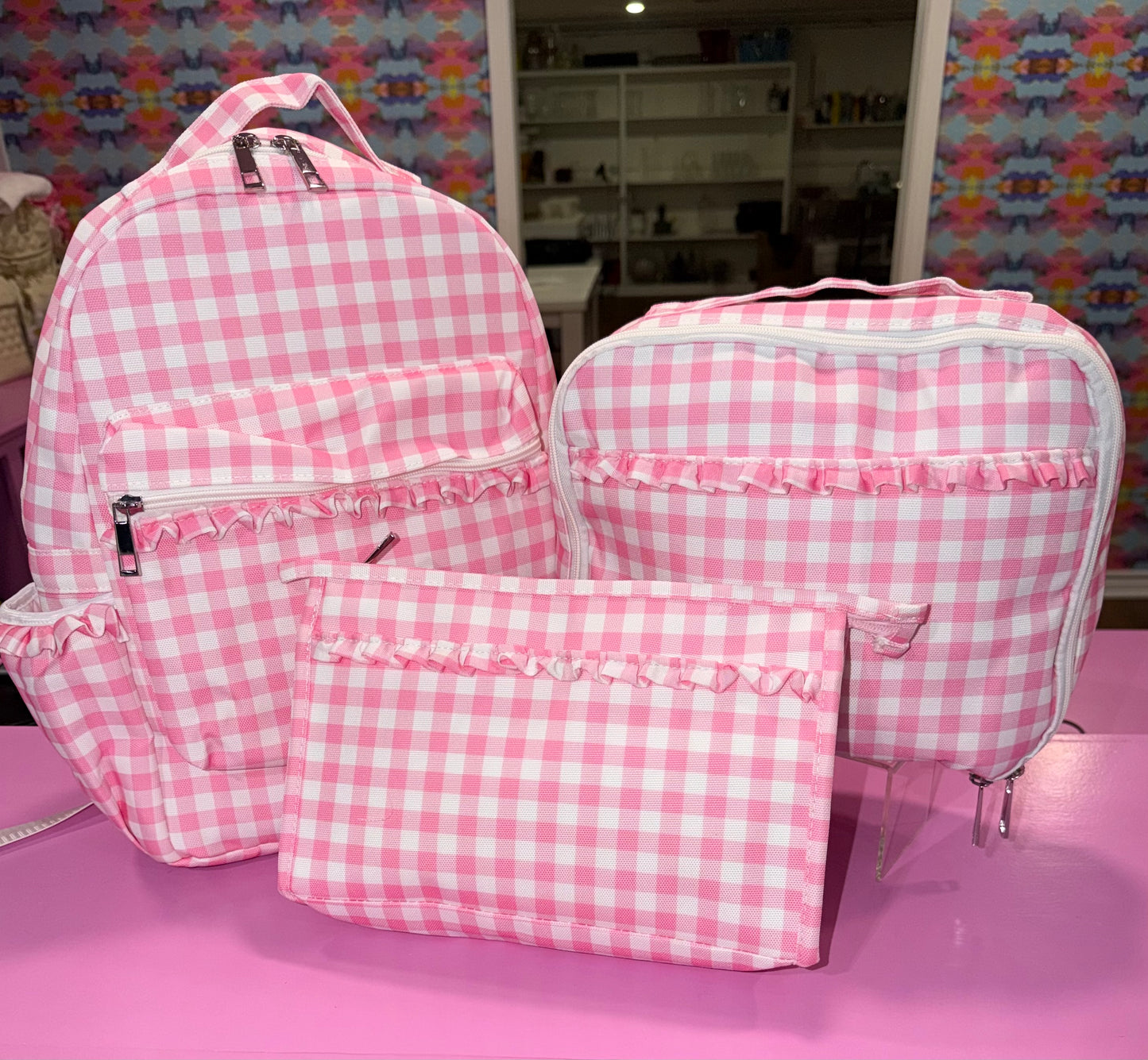 Sugar Bee Pink Gingham - Lunch Bag