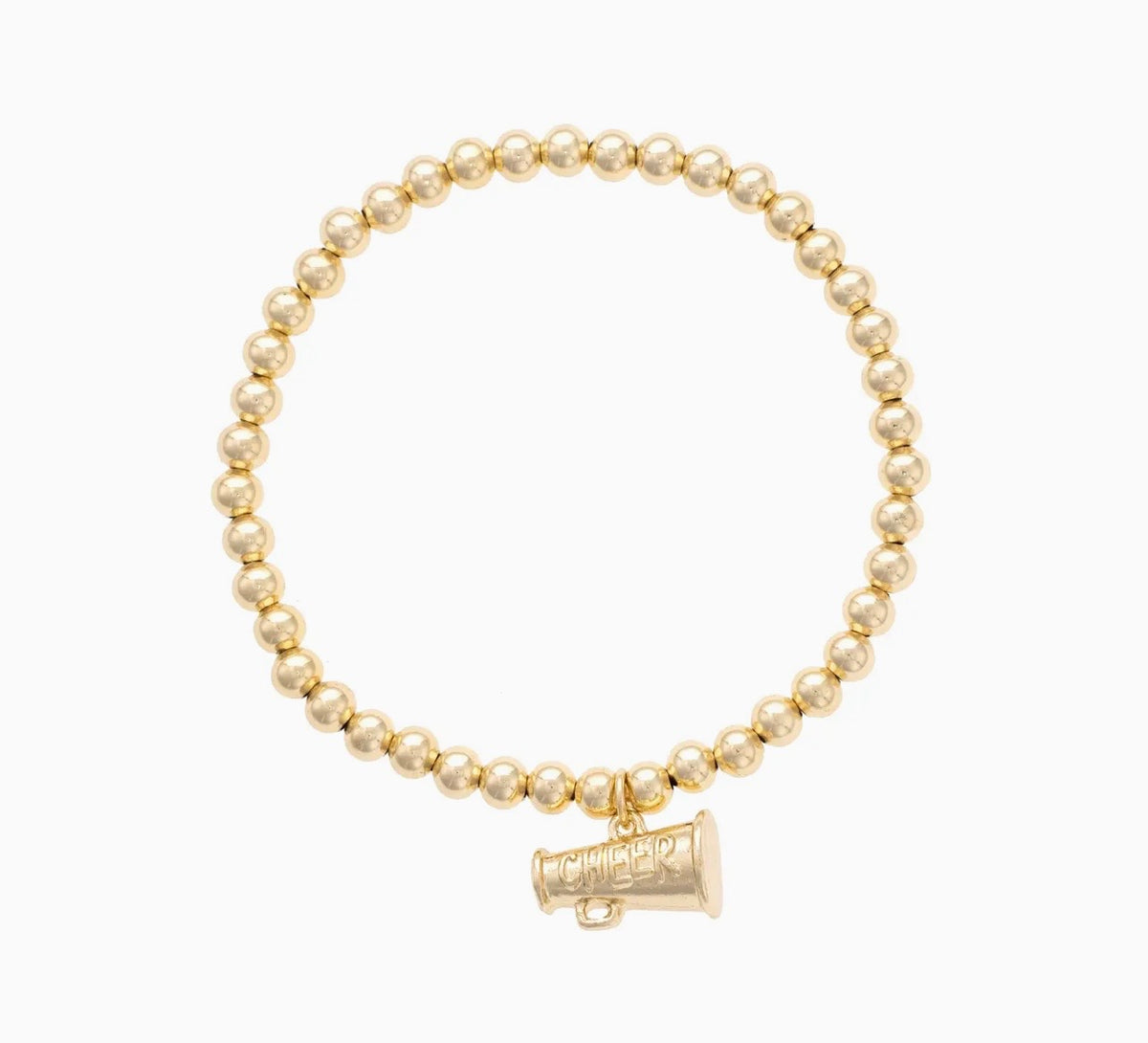 Cheer Ball Bead Stretch Bracelet in Shiny Gold
