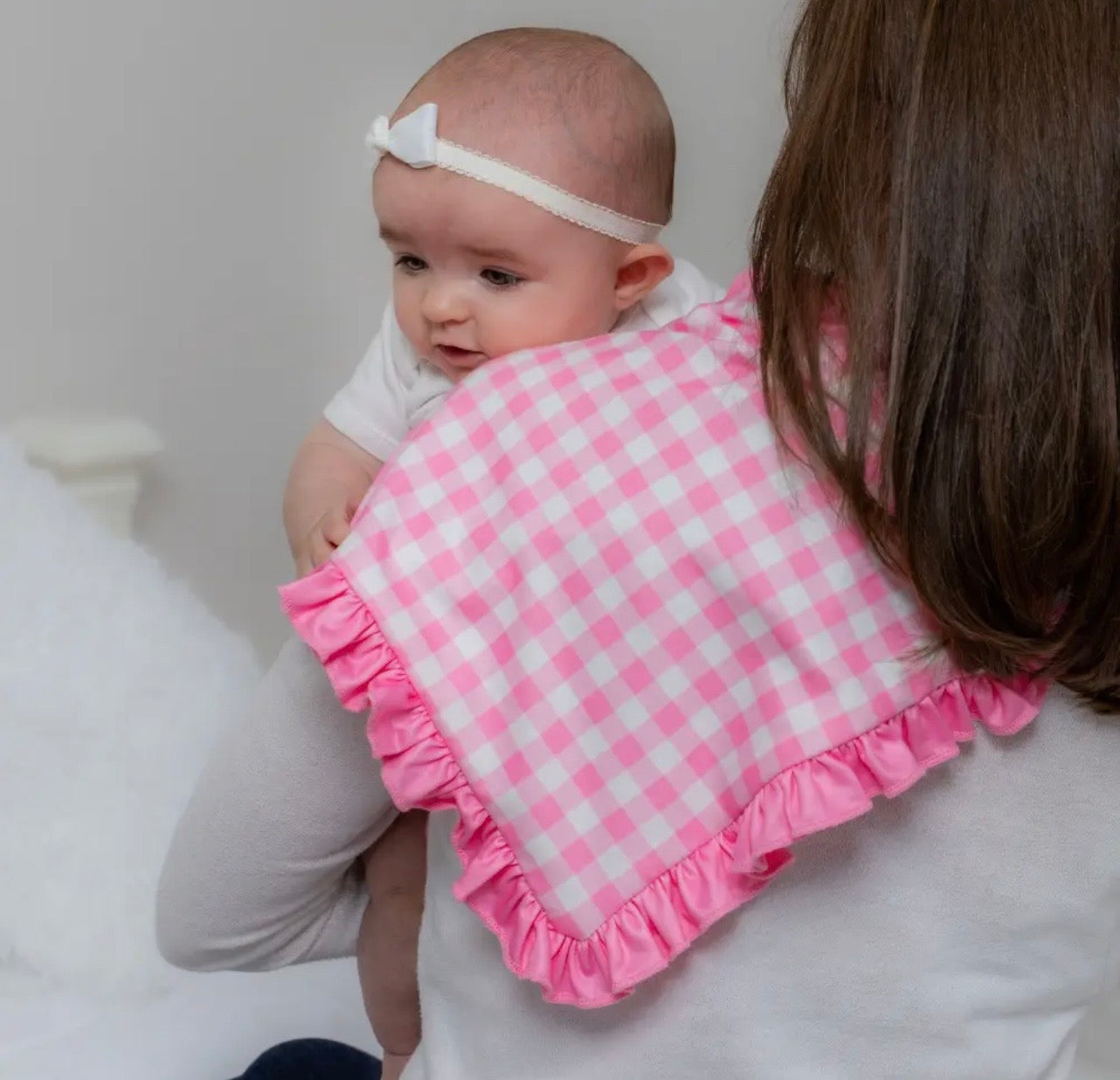 Sugar Bee Burp Cloth - Pink Gingham