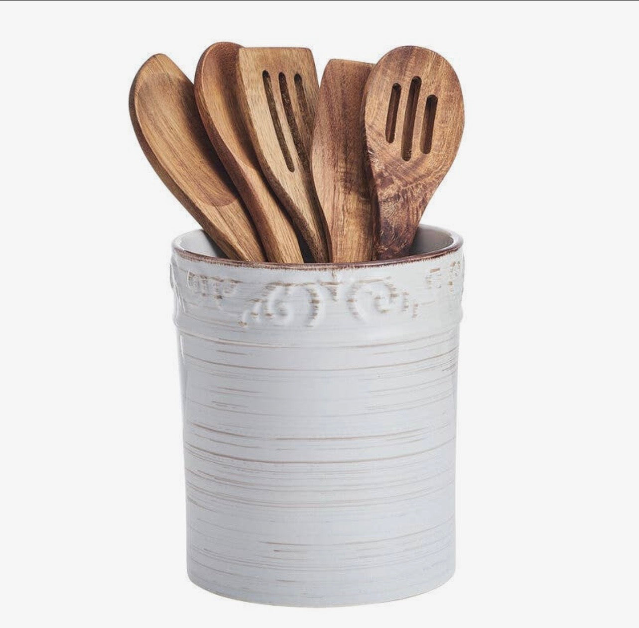 Fitz and Floyd Pfaltzgraff Trellis Utensil Crock W Tools