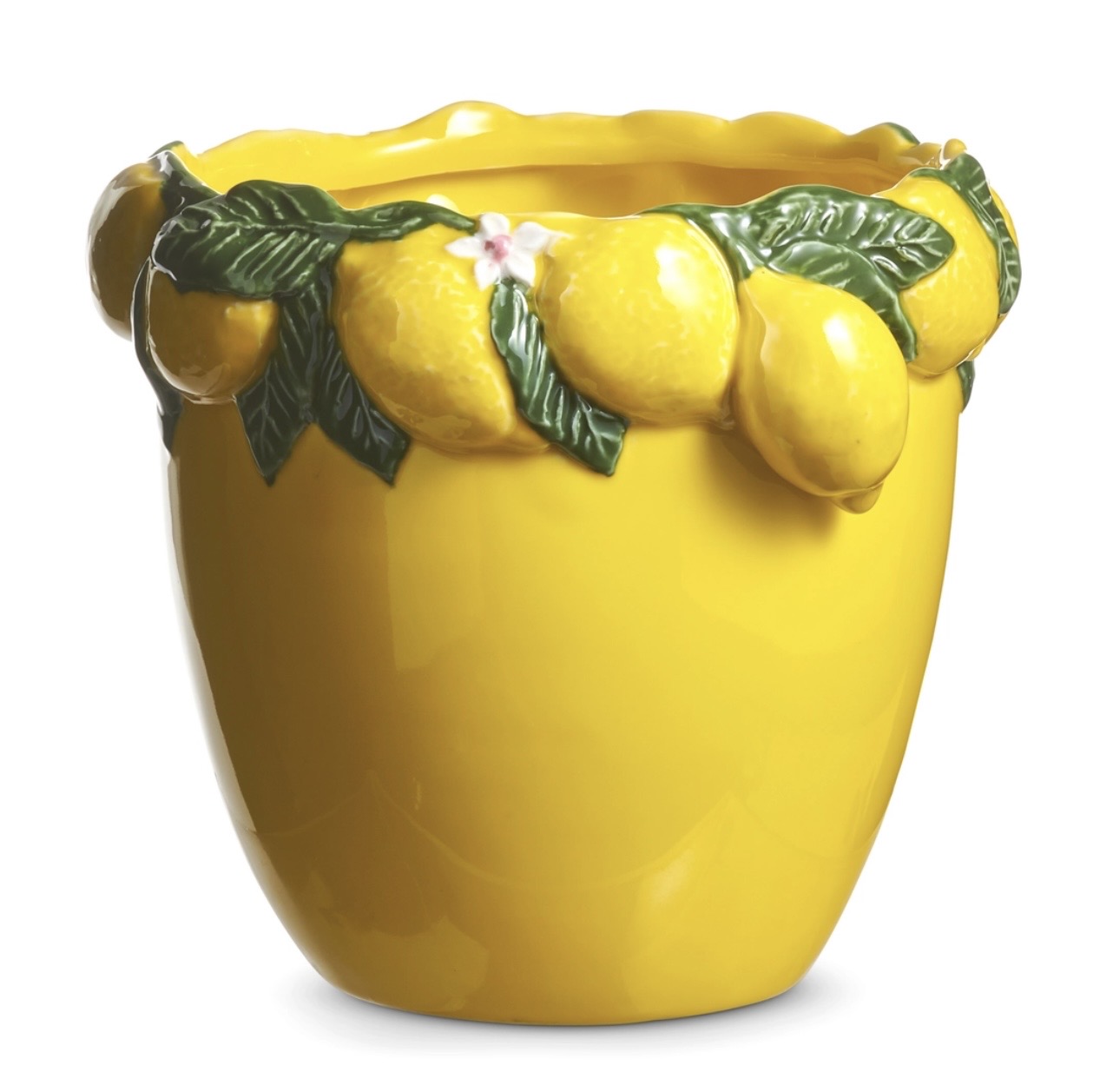Raz 7” Yellow Planter w Lemon Rim