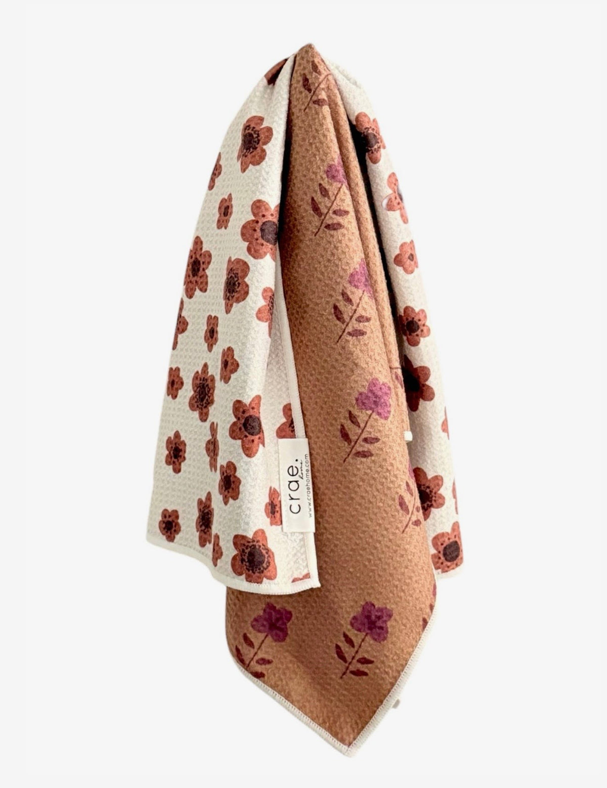 Crae Home Amber Fields: Reversible Hand Towel - Cream/Brown 19x29in