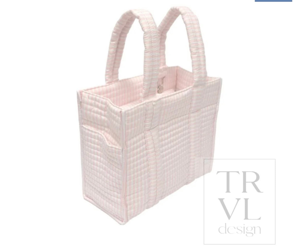 TRVL Design Quilted Mini Go Go Tote - Pimlico Stripe Pink