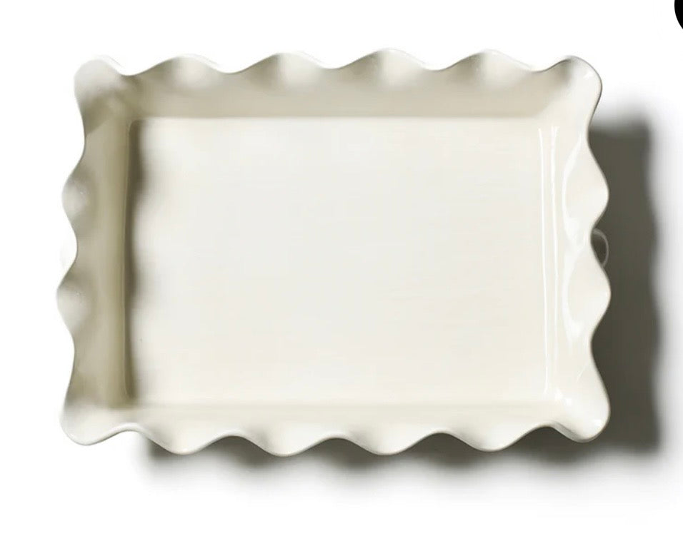 Cotton Colors Signature Ruffle 14 Casserole White