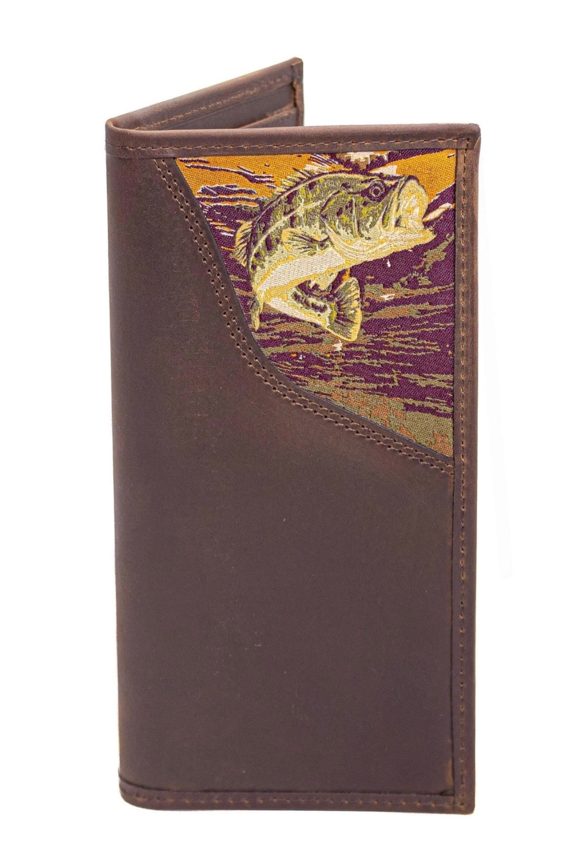 Zep Pro Bass Men’s Secretary Tall Woven Patch Leather Wallet