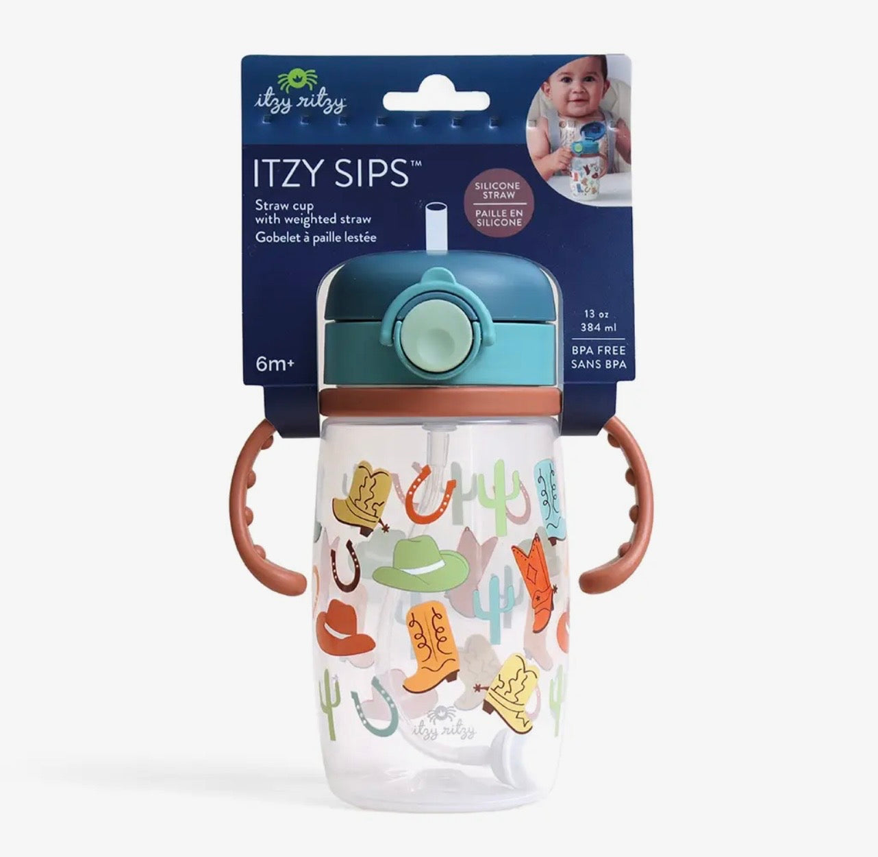 Itzy Ritzy Straw Cup W Snap Close Lid - Giddy Up