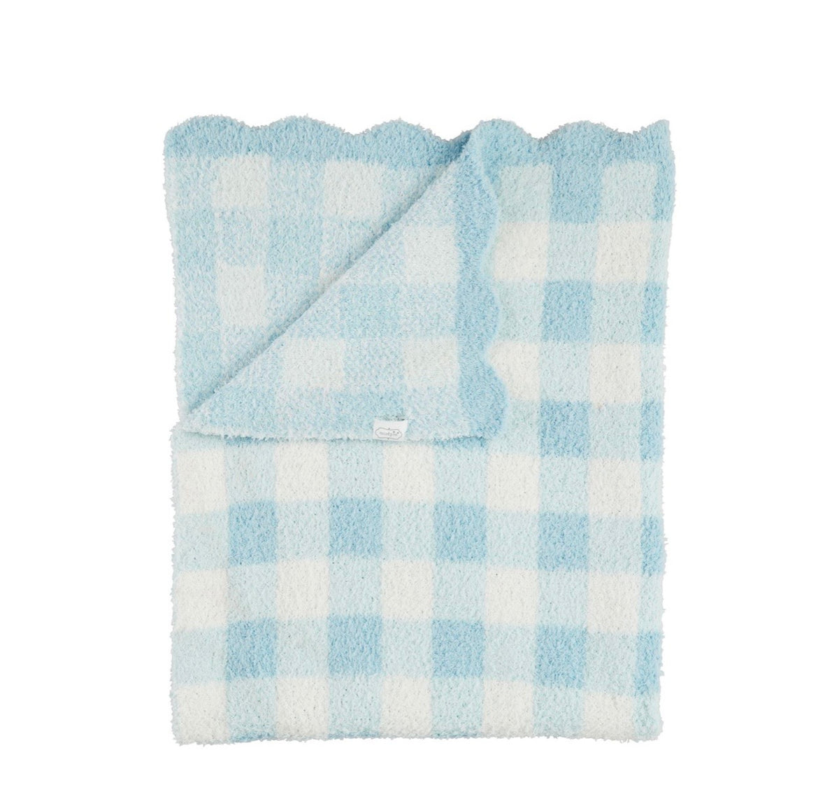 Mud Pie Blue Gingham Chenille Blanket