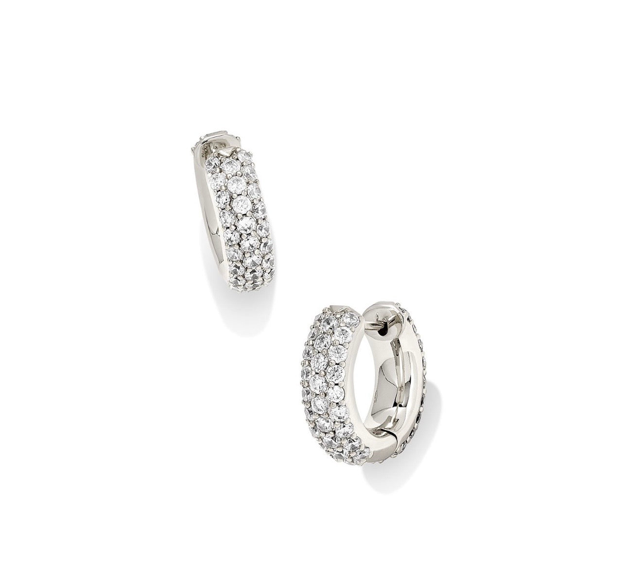 Kendra Scott Mikki Pave Huggie Earrings: Silver