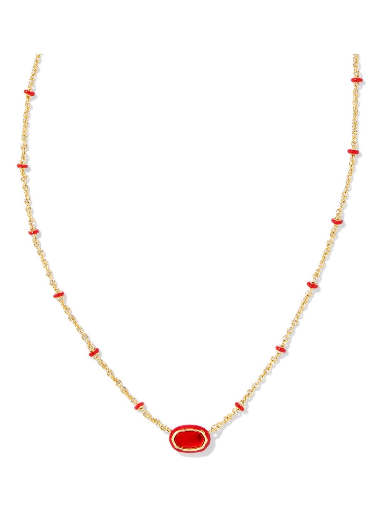 Kendra Scott Mini Elisa Enamel Frame Short Pendant Necklace: Red