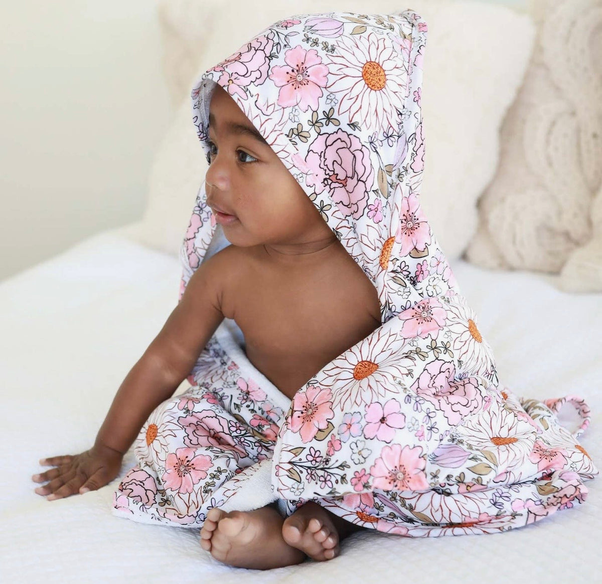 Caden Lane Baby Bamboo Hooded Towel - Purple Floral