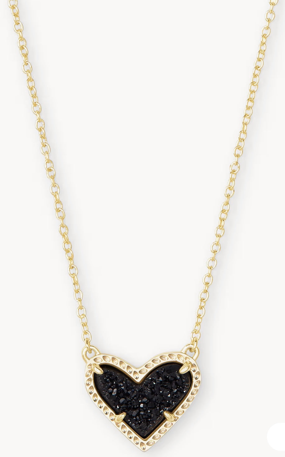 Kendra Scott Ari Heart Short Pendant Necklace Gold Black Drusy