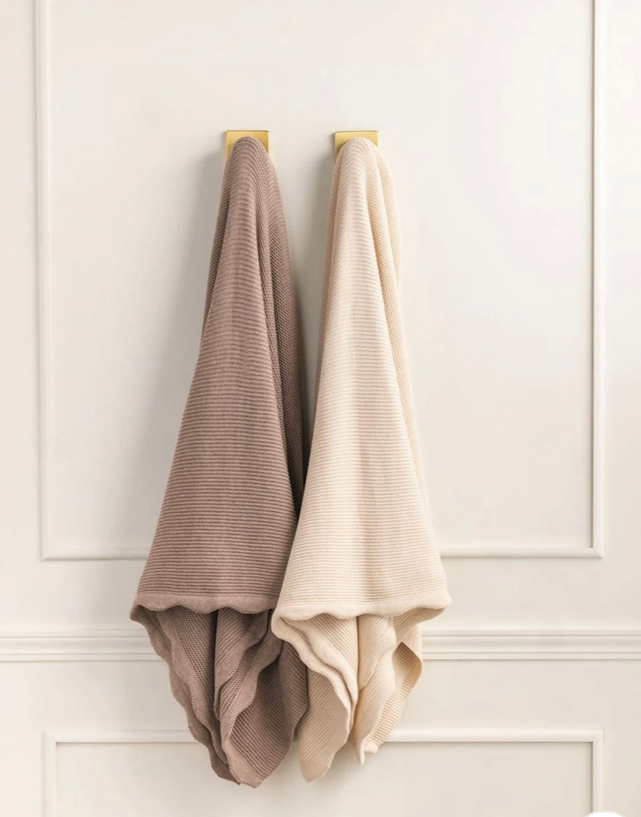 Mud Pie Taupe Scalloped Throw Blanket