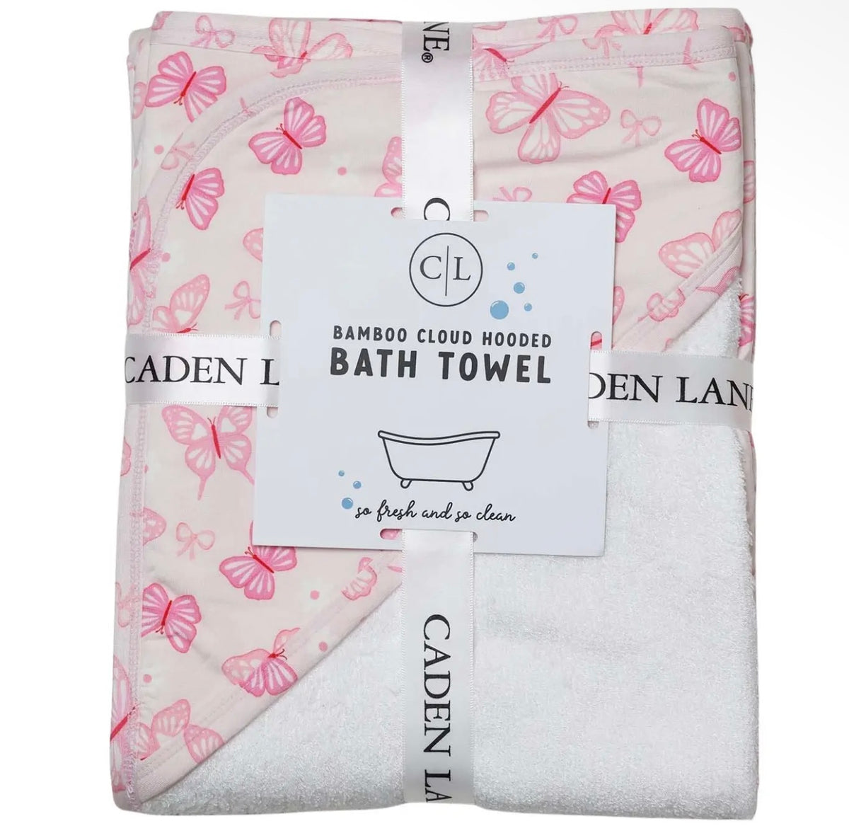 Caden Lane Bamboo Hooded Towel Blooming Butterflies