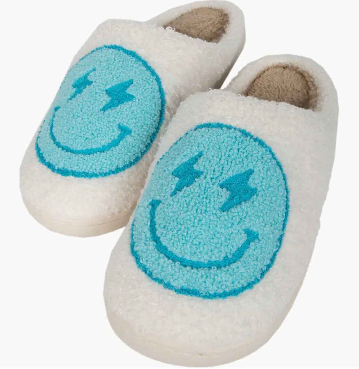Turquoise and White Lightening Slippers L/XL