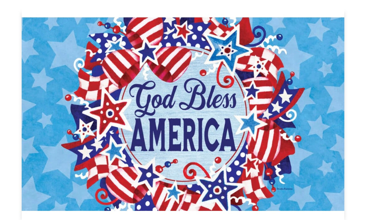 Custom Decor God Bless Wreath Mat