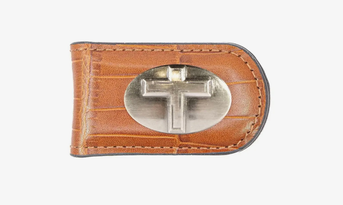 Zep Pro Christian Cross Leather Magnetic Money Clip Wallet