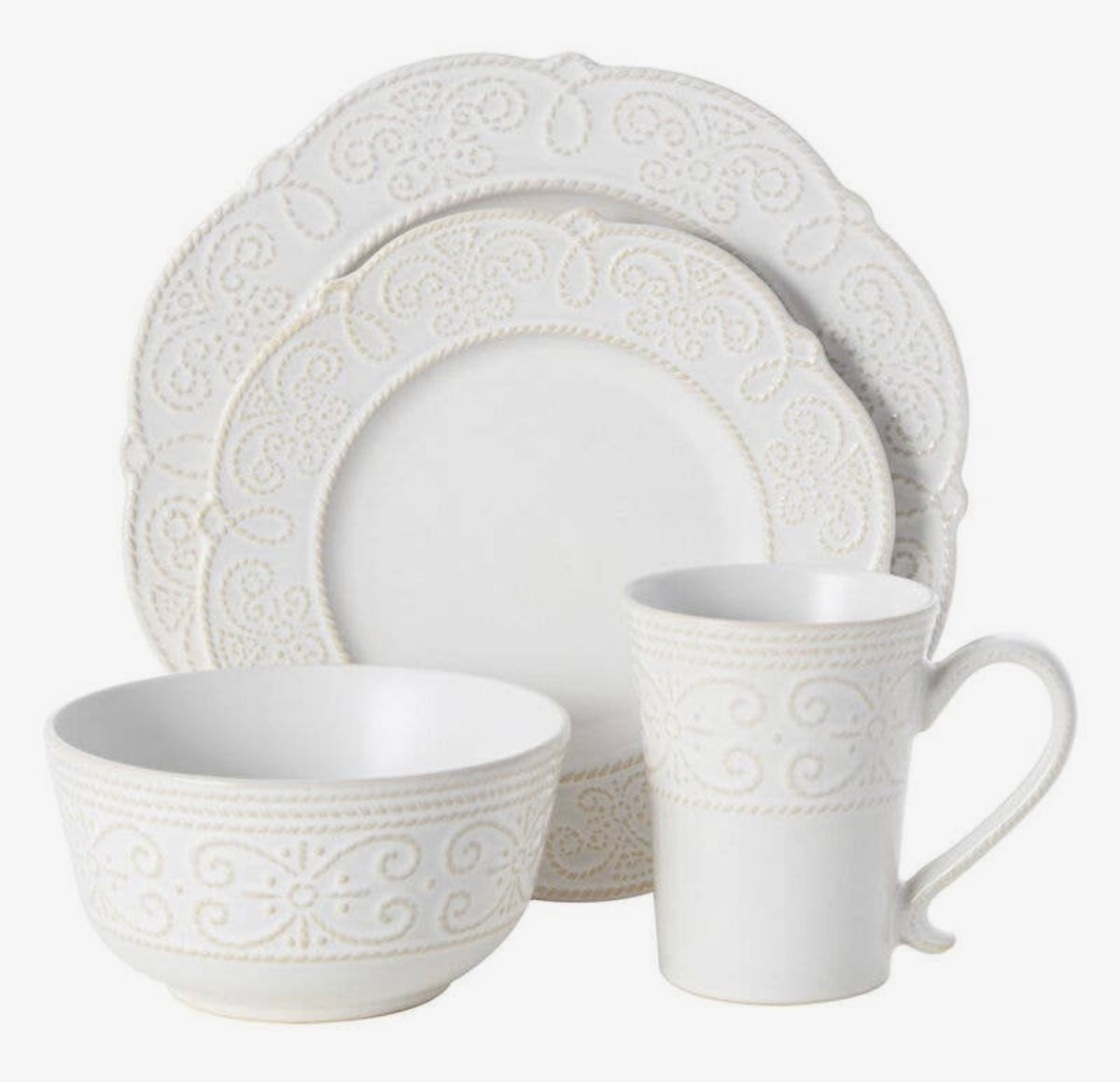 Fitz and Floyd Pfaltzgraff Abby White 16pc Set