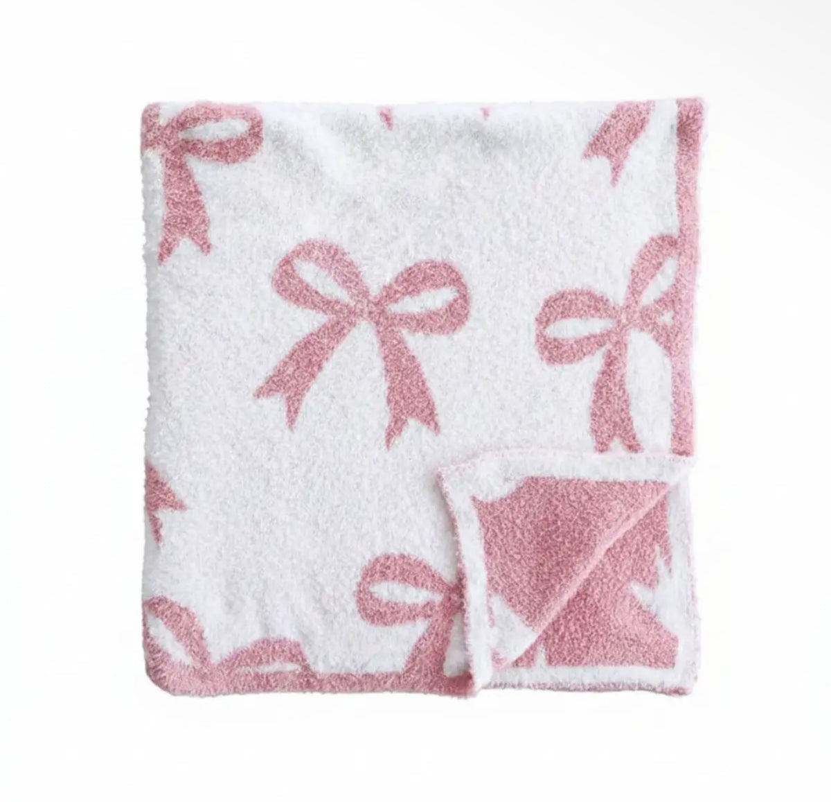 Caden Lane Luxe Throw Blanket 72x48 - Dark Pink Bows