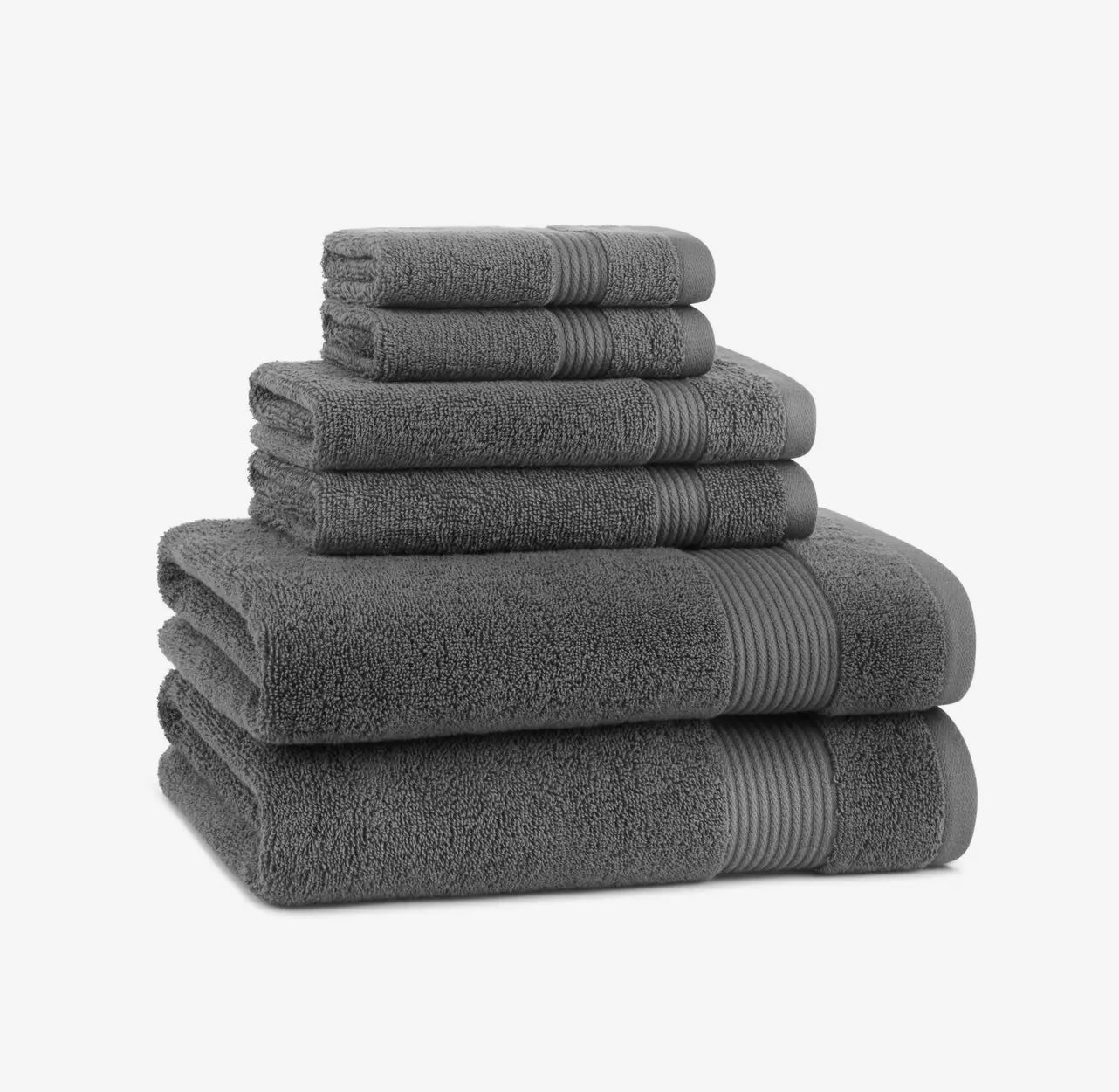 Host & Home 6 Piece Bath Towels Set, Dark Grey