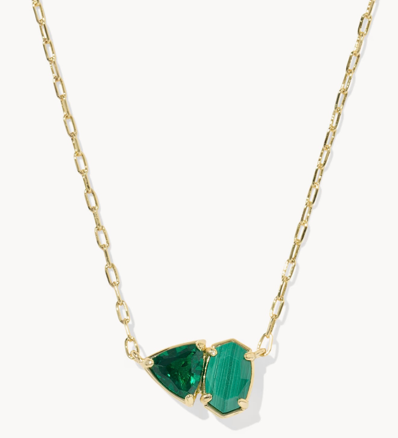 Kendra Scott Tatum Short Pendant Necklace Gold Dark Green Mix