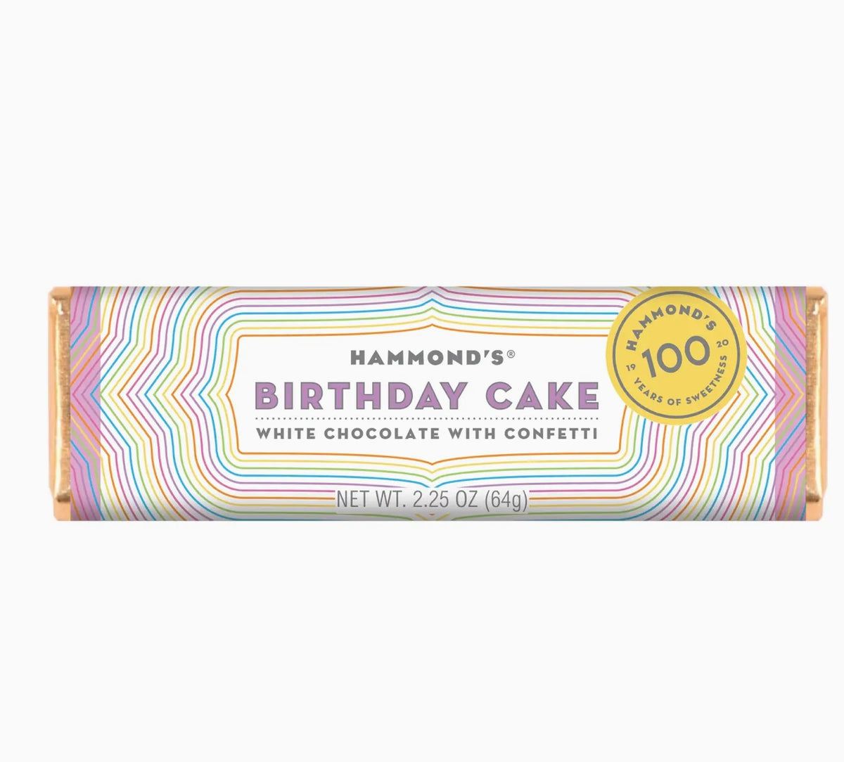 Hammond’s Candy - Milk Chocolate Candy Bar: White Chocolate Birthday Cake