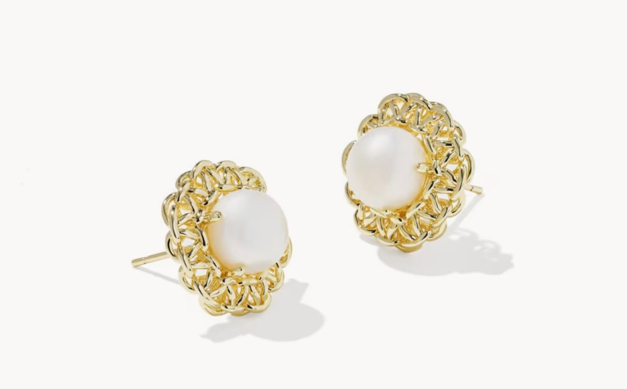 Kendra Scott Gabriella Pearl Stud Earrings Gold