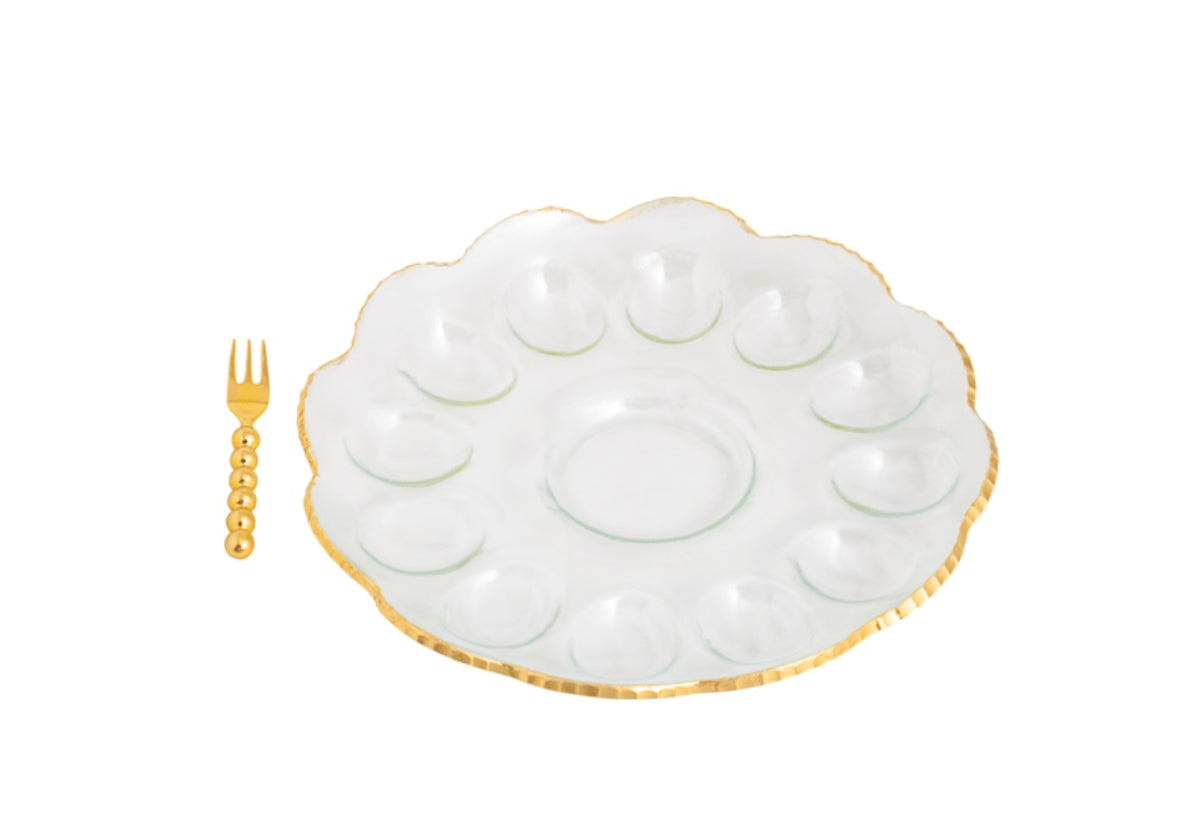 Mud Pie Gold Glass Deviled Egg Tray
