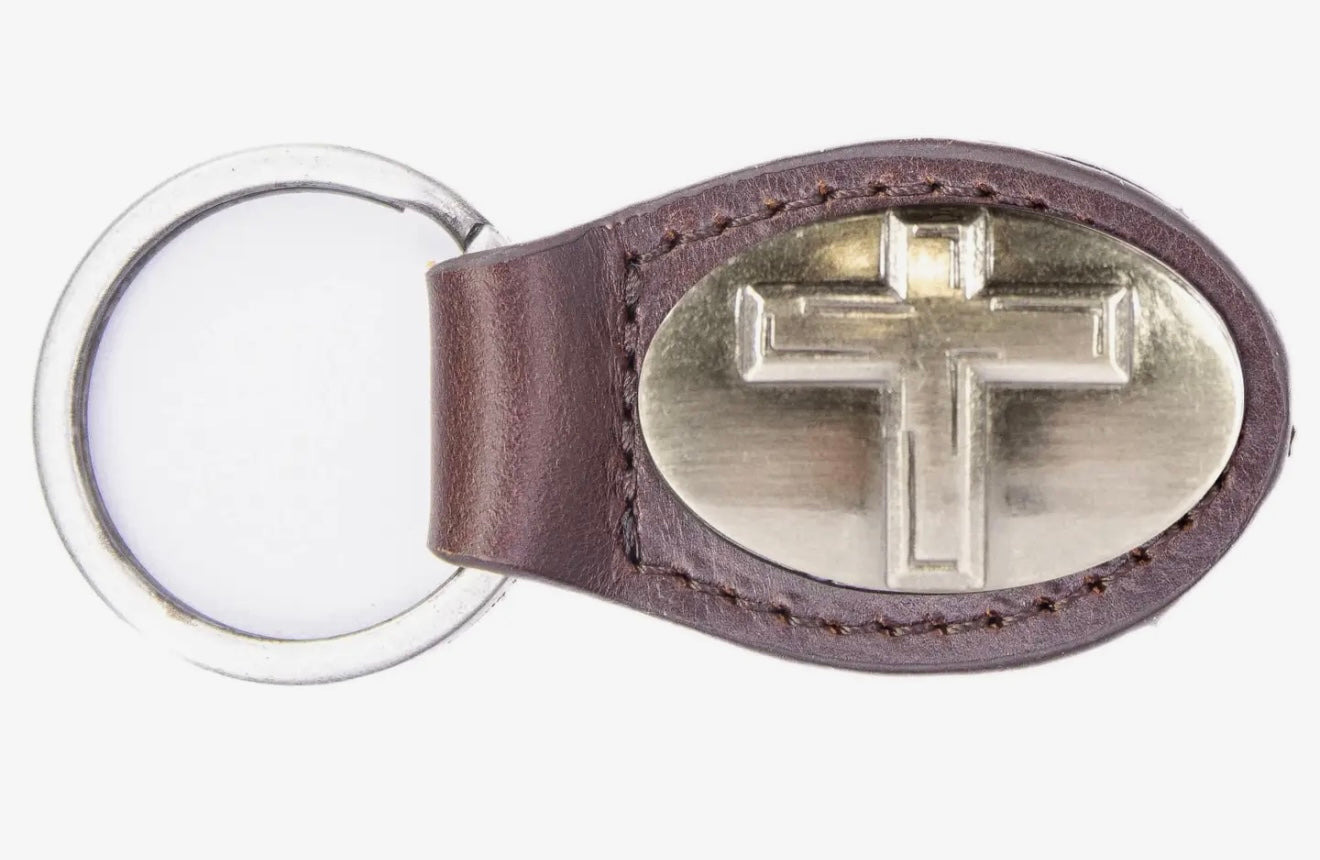Zep Pro Christian Cross Oval Leather Keychain