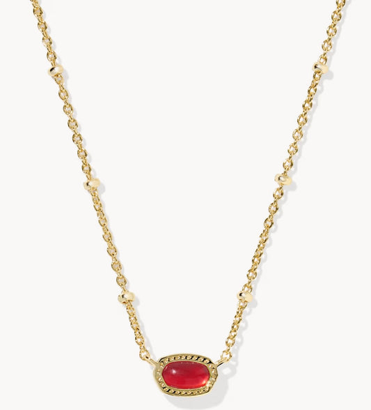 Kendra Scott Mini Elisa Satellite Short Pendant Necklace Gold Red Illusions