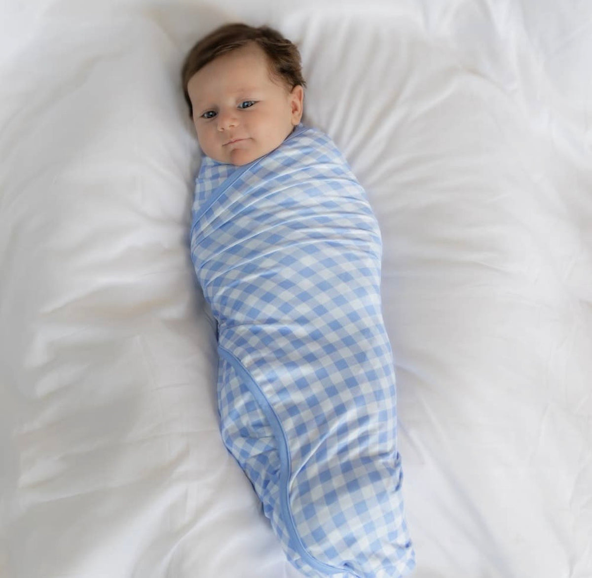 Sugar Bee Swaddle Blanket - Blue Gingham