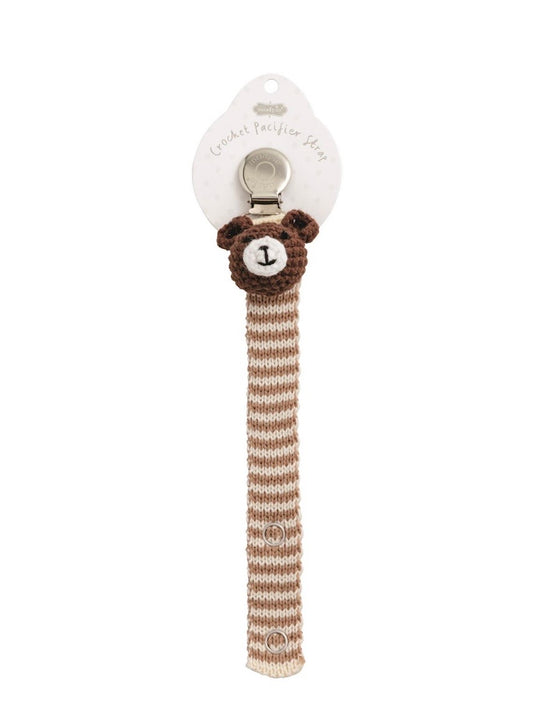Mud Pie Bear Crochet Paci Clip