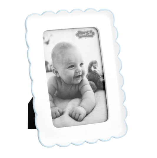 Mud Pie Blue Scalloped Resin Frame