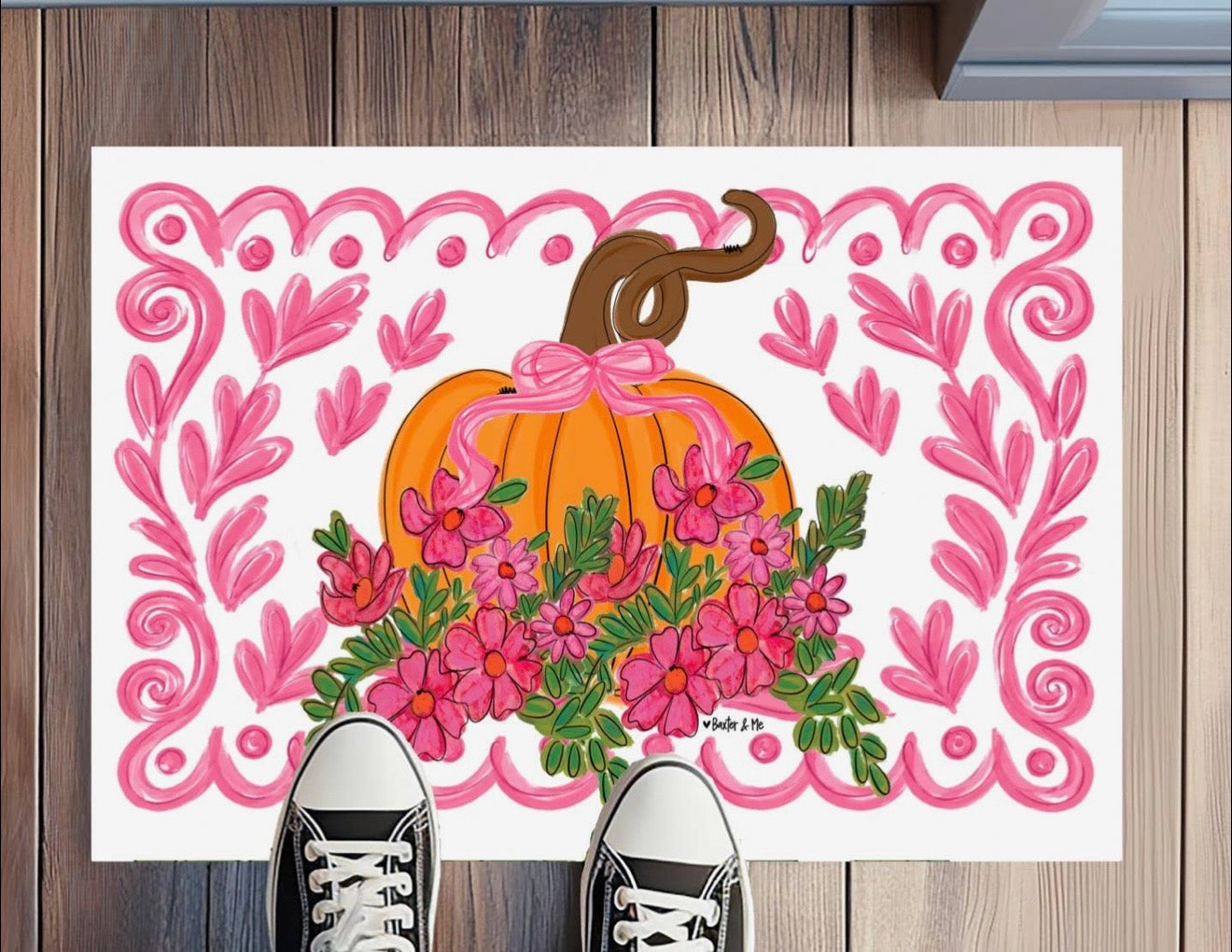 Baxter & Me Pretty Pink Scallop Pumpkin Rug Floormat
