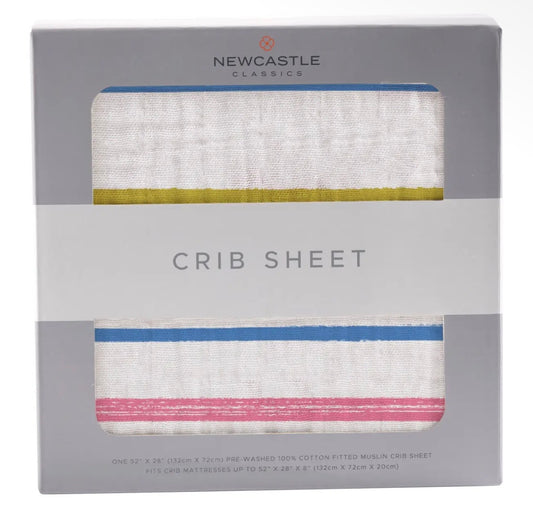 New Castle Classics Watercolor Stripe Cotton Crib Sheet