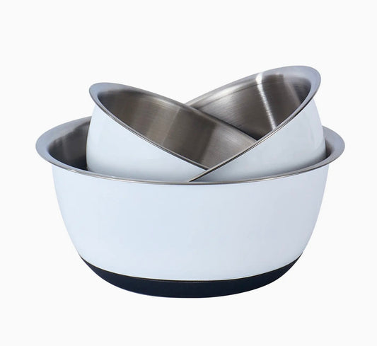Fox Run White Stainless Steel Mixing Bowl Set of 3