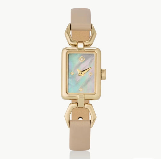 Kendra Scott Adela Leather Watch - Gold Taupe Leather