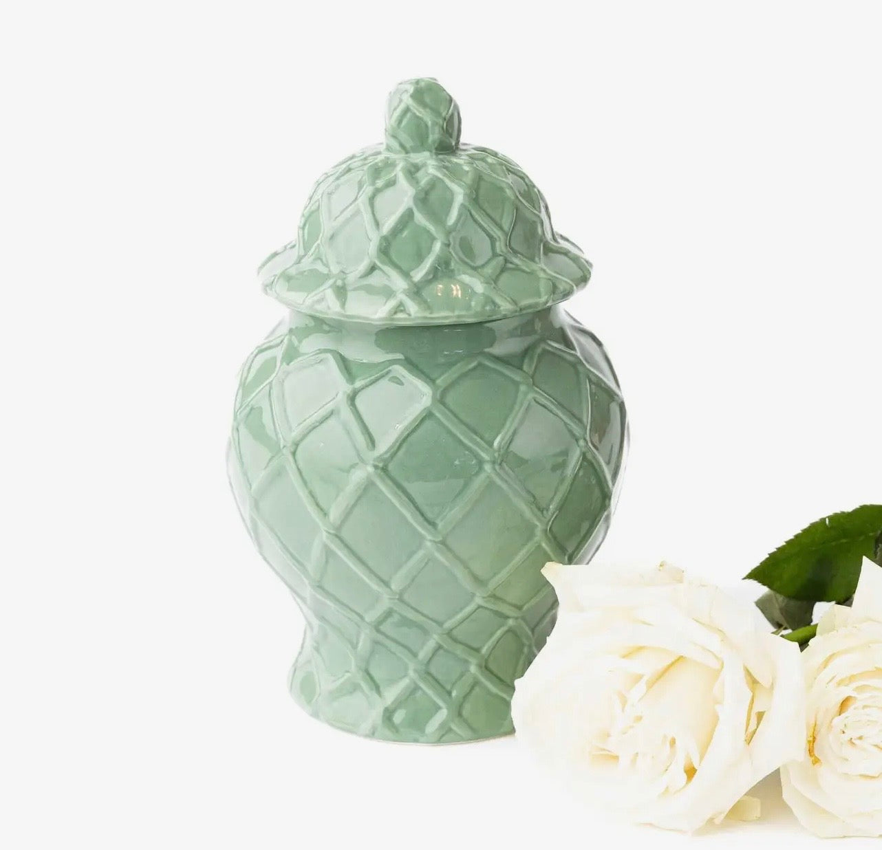 Green Textured Ginger Jar - Small