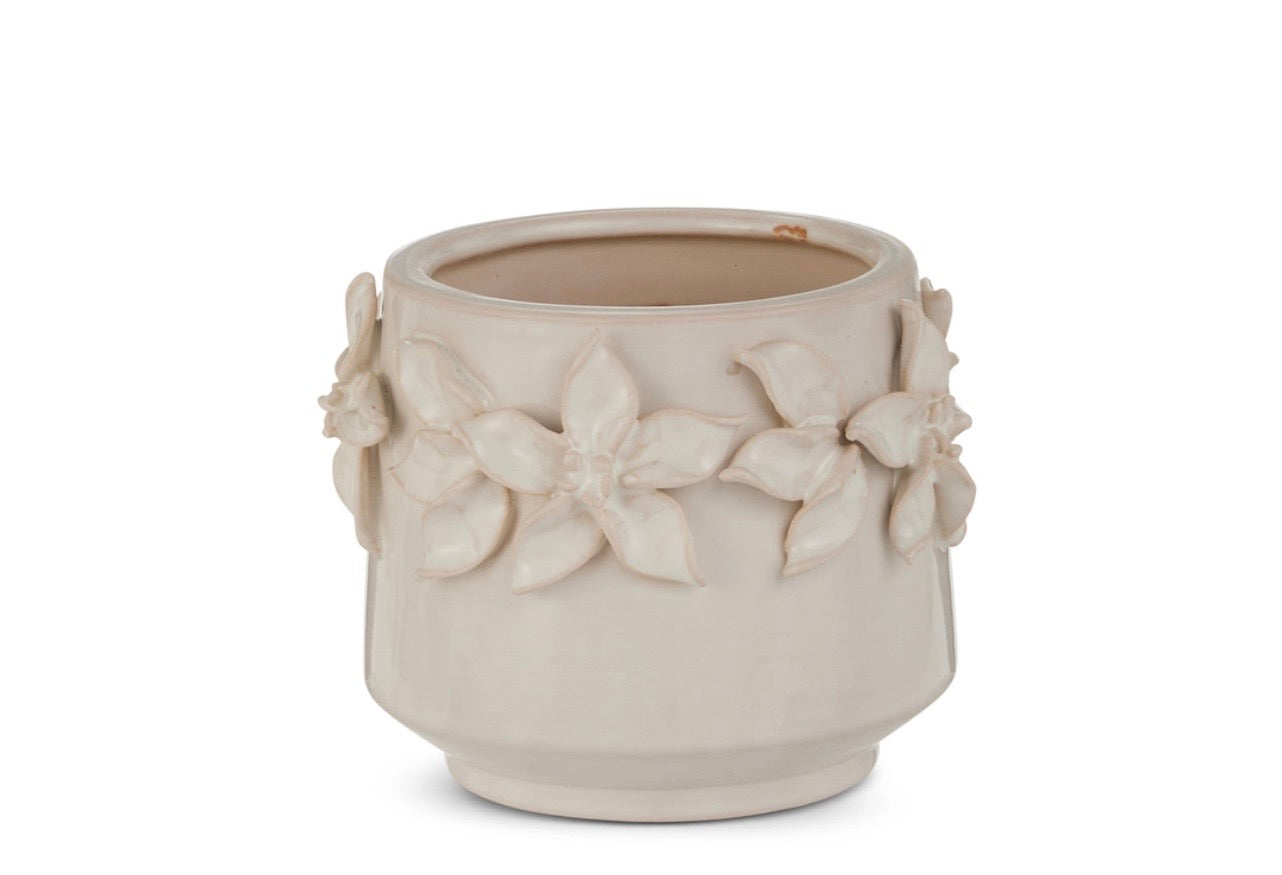 RAZ 4.25 White Floral Planter
