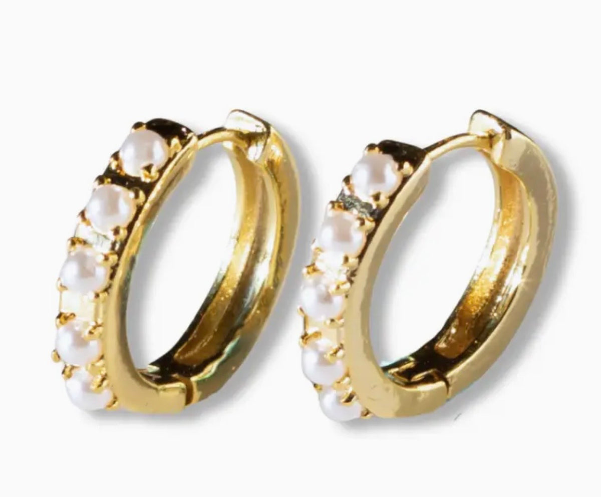 Lenny & Eva Gilded Gold Earrings - Pearl Hoops