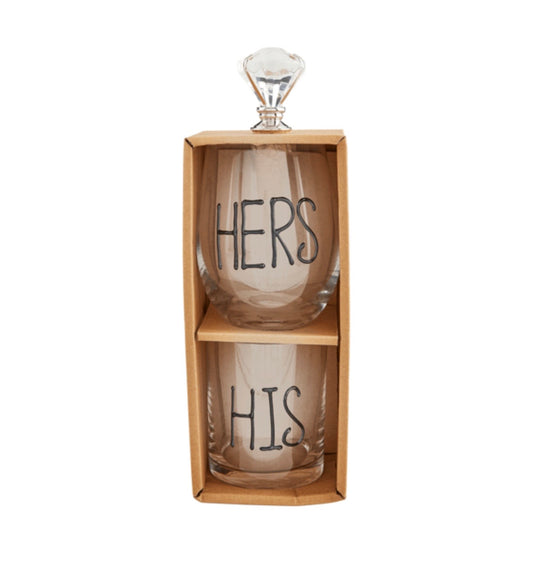 Mud Pie His and Hers Glass Set