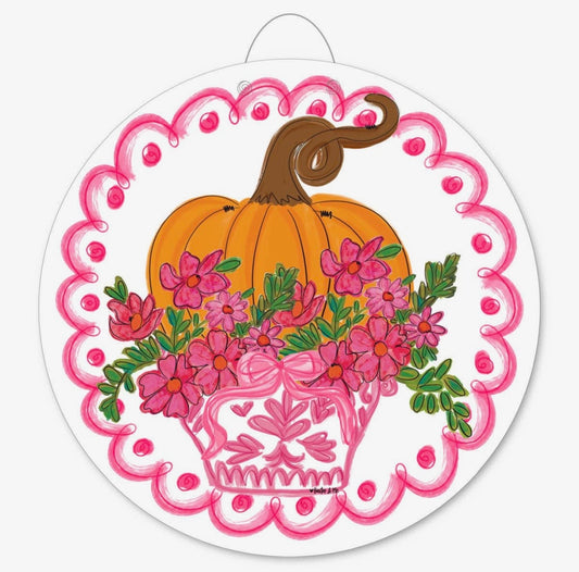 Baxter & Me Pretty Pink Scallop Pumpkin Door Hanger