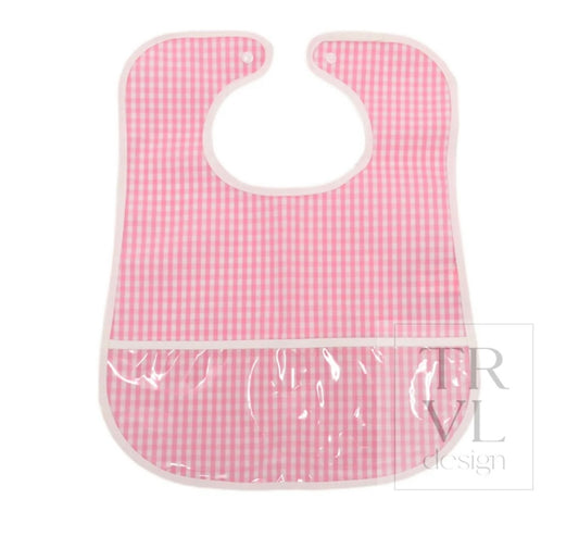 TRVL Design Clean Up Bib - Gingham Pink