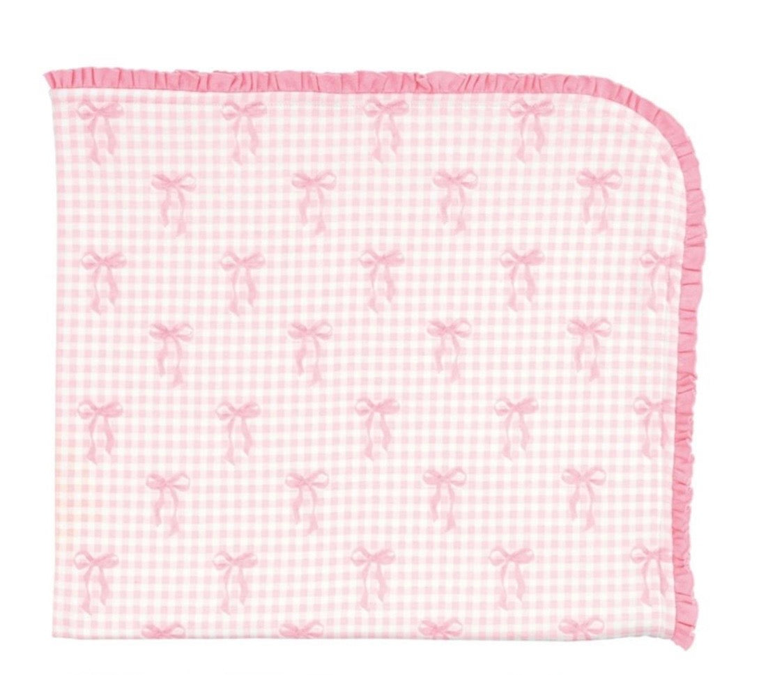 Mud Pie Gingham Bow Arrival Blanket